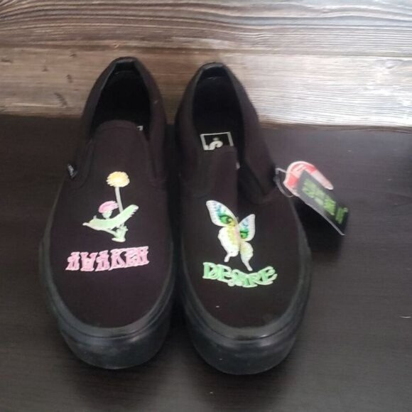 New Vans Class Slip On‎ Morph Butterfly Black Platform Sneakers Glow in the Dark - Picture 3 of 11